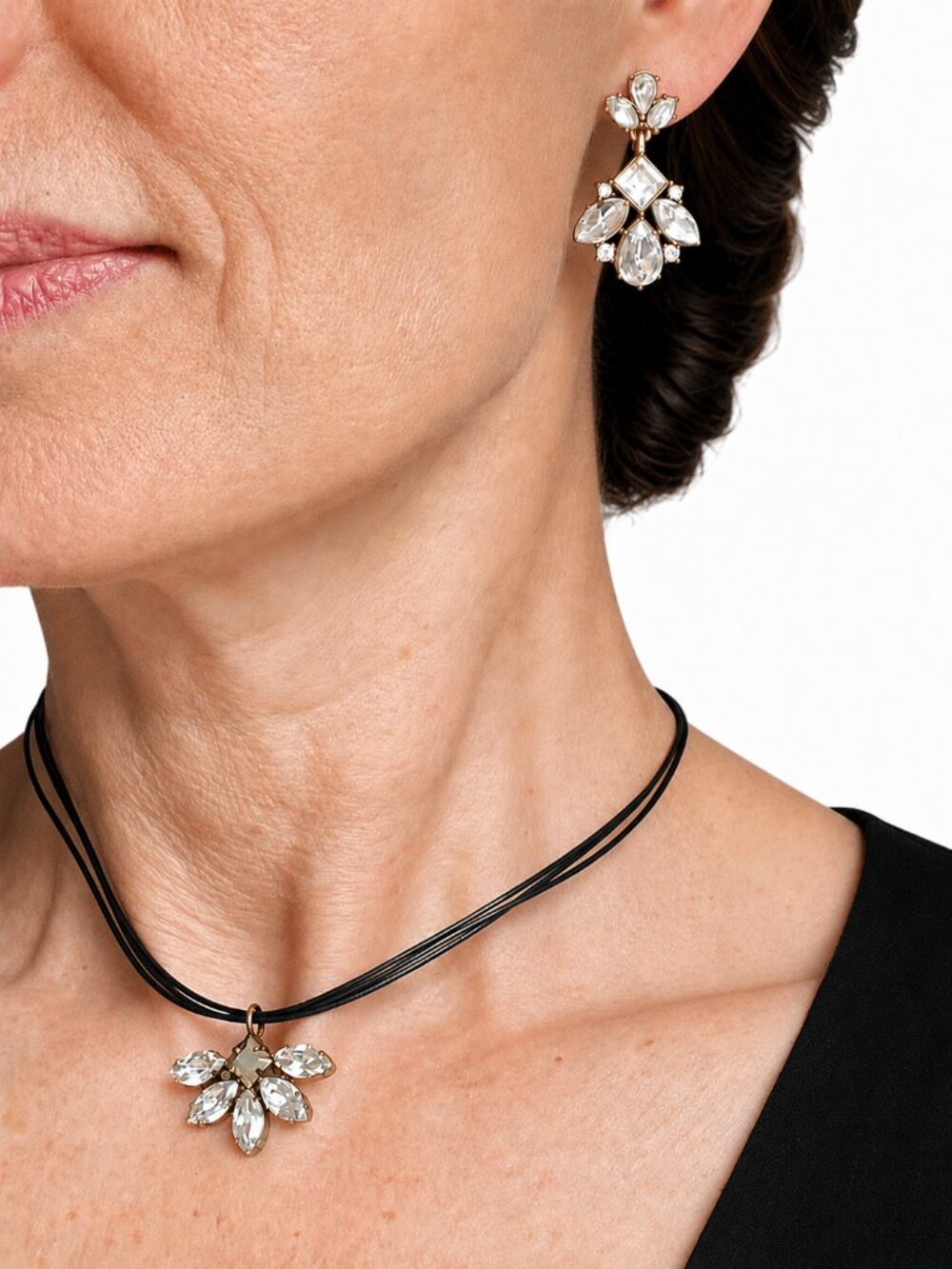 TOVA Beverly Hills Crystal Necklace with Matching Accent Earrings